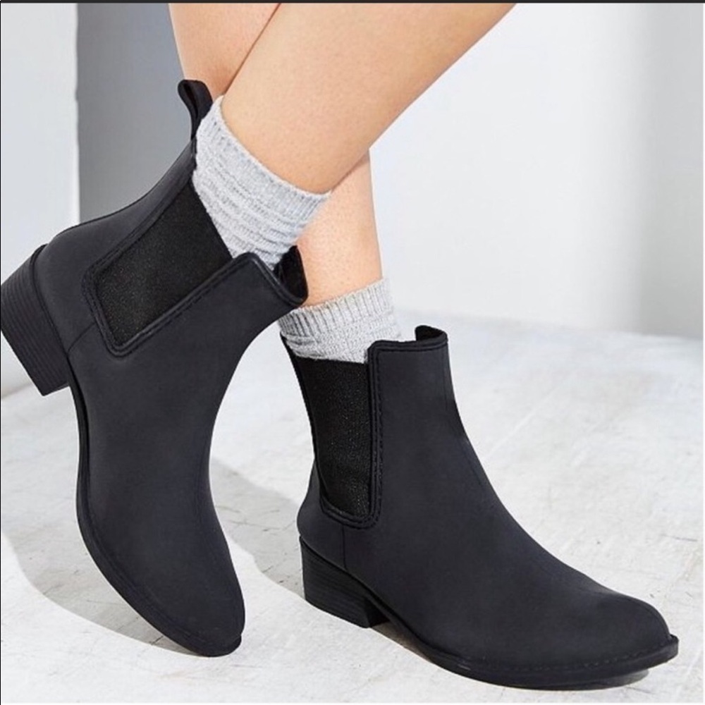 Jeffrey Campbell Hydra Chelsea Matte Black Rain Boots Ankle Booties